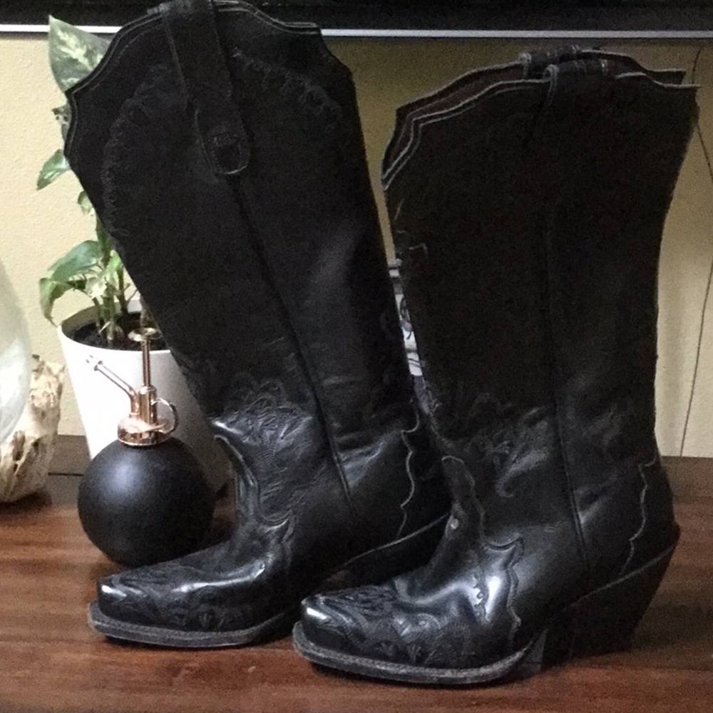 Tony lama black label snip toe western cowboy boots dance rodeo queen horse mom